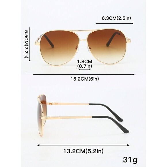 Metal Oval Frame Retro Double Bridge Aviator Glasses , Su main image 5
